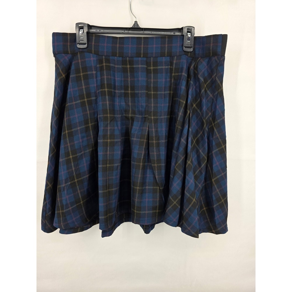 Torrid Navy Plaid Twill Skirt 0 L 12 Blue Tartan Mini Skirt 13084764